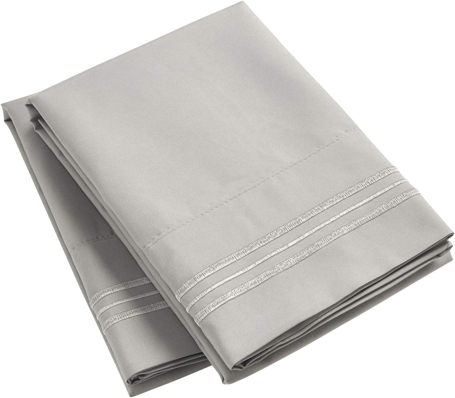Mellanni Luxury Pillowcase Set - Brushed Microfiber 1800 Bedding - Wrinkle, Fade, Stain Resistant - Hypoallergenic (Set of 2 Standard Size, Light Gray): Home & Kitchen