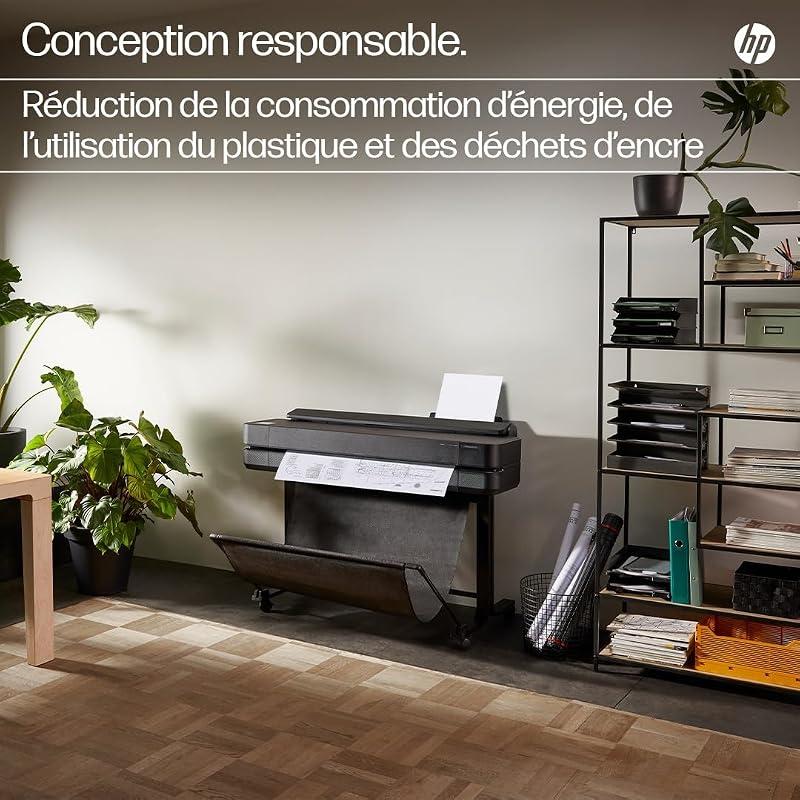 DesignJet T630 24, 61cm, Imprimante Grand Format, Traceur, Standard A4-A1, 76 Impressions A1/h, Wi-FI, Ethernet, USB, 2400x1200dpi, Métal recyclé, Version 2025, Garantie 1 an, Click, Noir