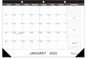 TOWWI Desk Calendar 2025, Large Wall or Desktop Monthly Calendar for Daily Schedule, Office, Home - 16.7x11.6 inches (Black)