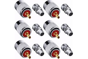 Fanbalunke PL259 Coaxial Connectors 6 Pcs PL-259 UHF Male Solder Connector Plug with Reducer, Teflon Material 50ohm for RG59 RG8 RG8x LMR400 RG213 Coaxial Cable Compatiable with Ham Radio Antenna
