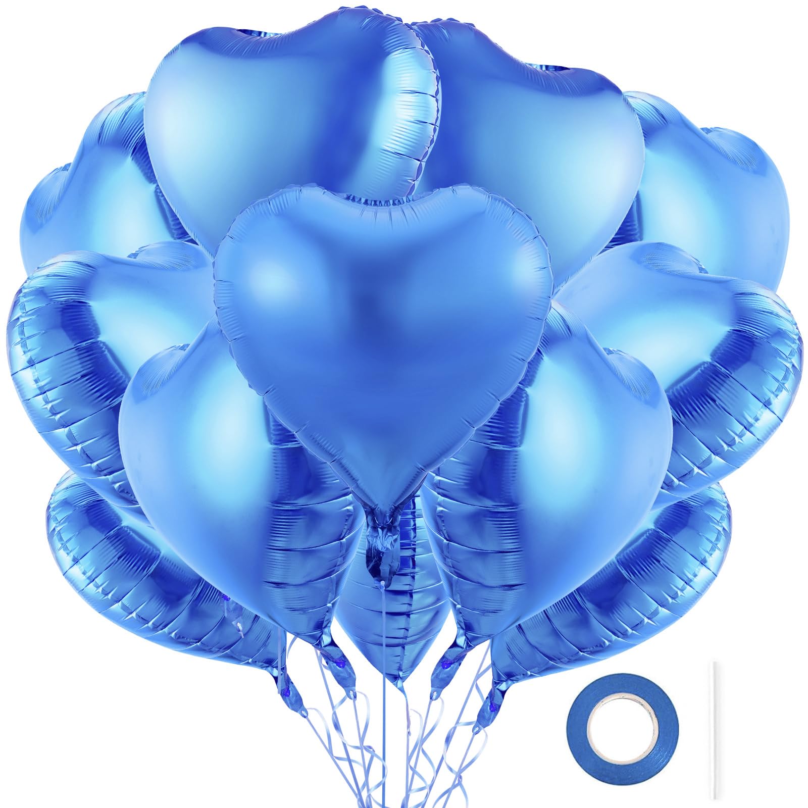 Photo 1 of 12Pcs Blue Heart Balloons,18 Inch Blue Heart Shape Balloons Valentine Balloon for for Valentines Day Wedding Brithday Decorations