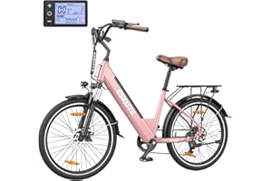 ESKUTE Electric Bike, 500W Peak Motor Adults Ebike, 40 Miles 20MPH Electric Bicycle, 36V 10.4A Removable Battery Electric City Commuter Bike, 7 Speed Front Suspension E-Bike