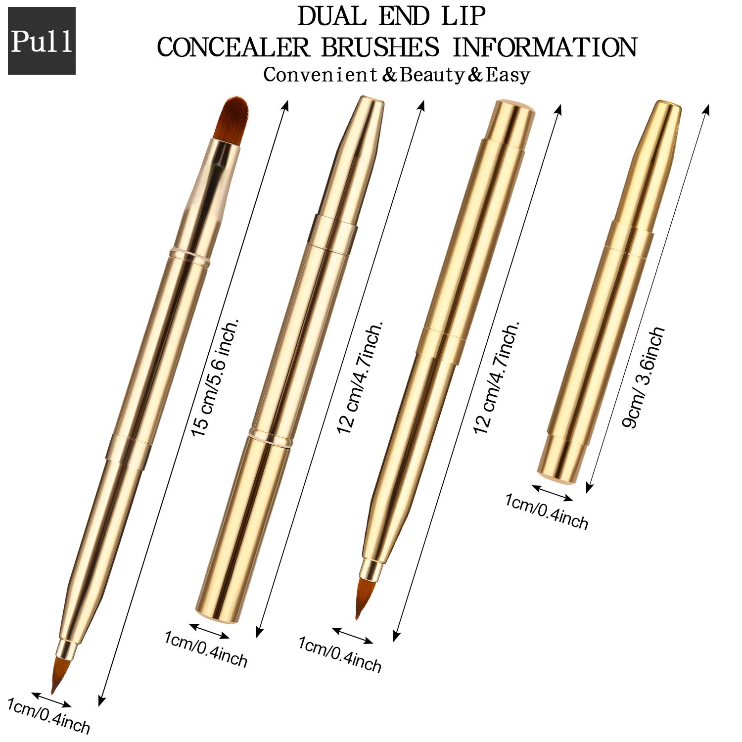 6 Pieces Retractable Lip Brush Lip Liner Brushes Dual End Lip Concealer Brush Retractable Lipstick Eyeshadow Makeup Travel Brush Tool: Beauty