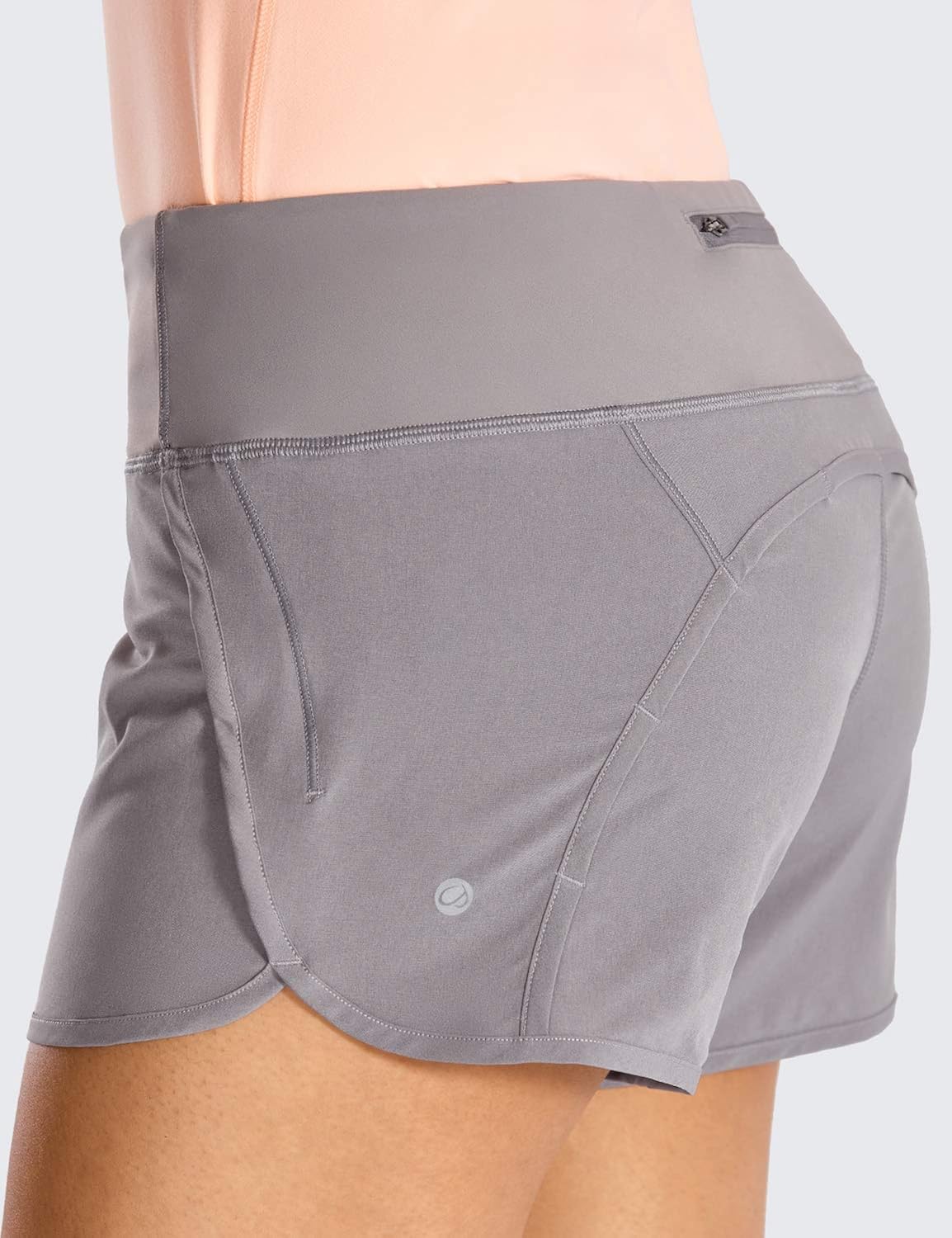 CRZ YOGA Women's Quick-Dry Athletic Sports Running Workout Shorts with Zip Pocket - 4 Inches: Clothing