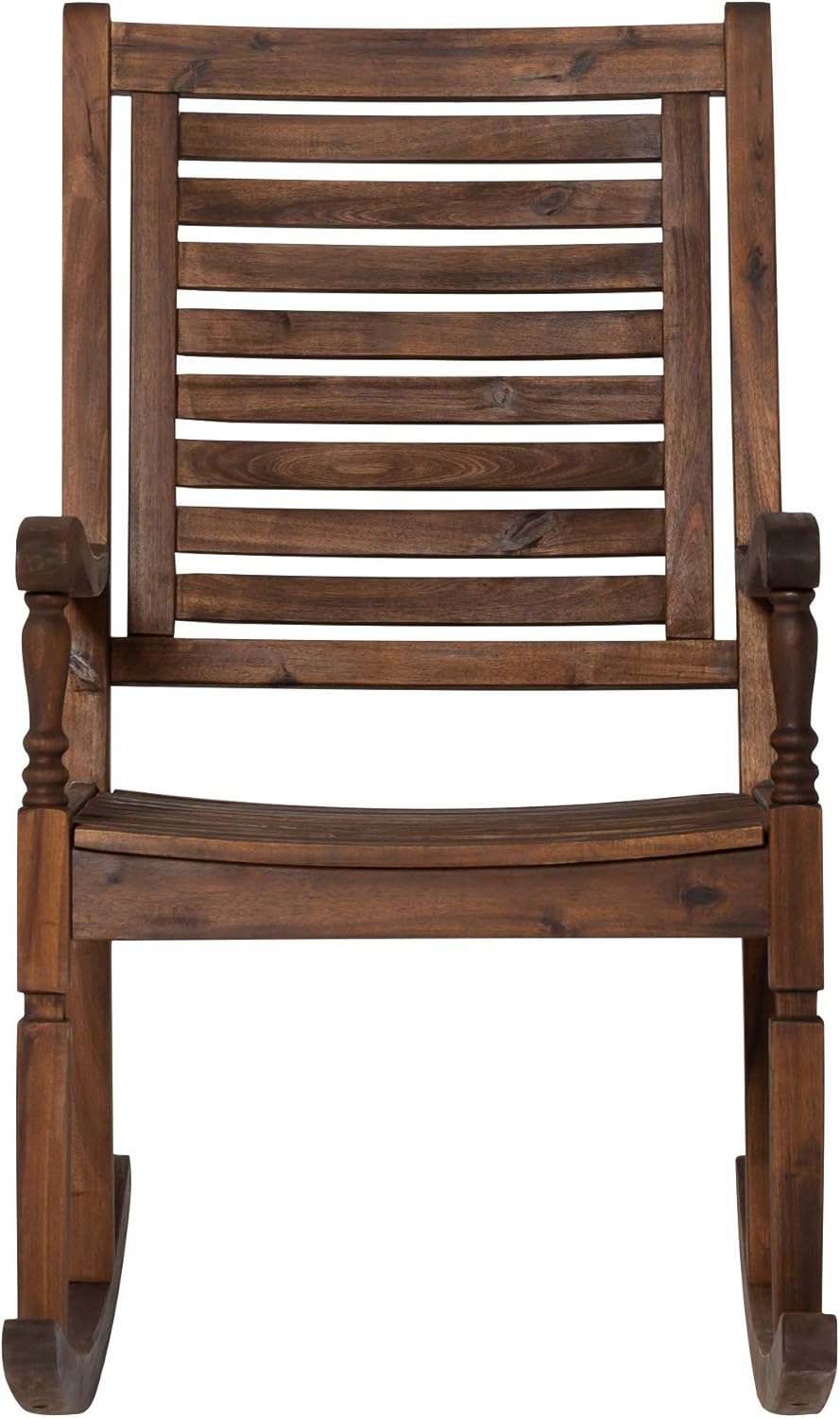 Walker Edison Montego Traditional Acacia Wood Slat Back Patio Rocking Chair, 42 Inch, Dark Brown: Garden & Outdoor
