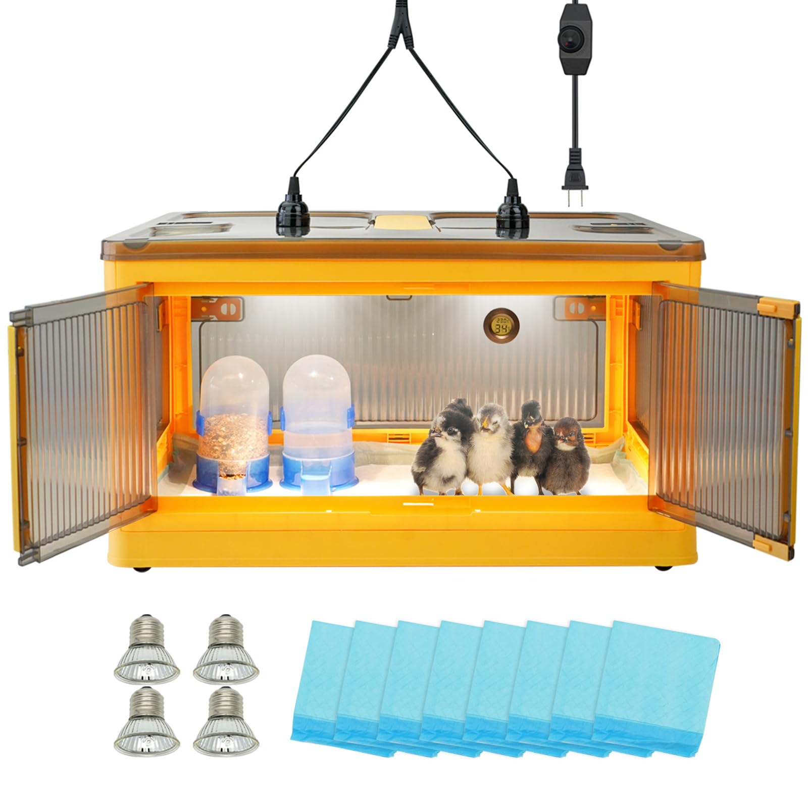 Chick Brooder Box for Chicks, Brooder Box with Feeder and Waterer ...