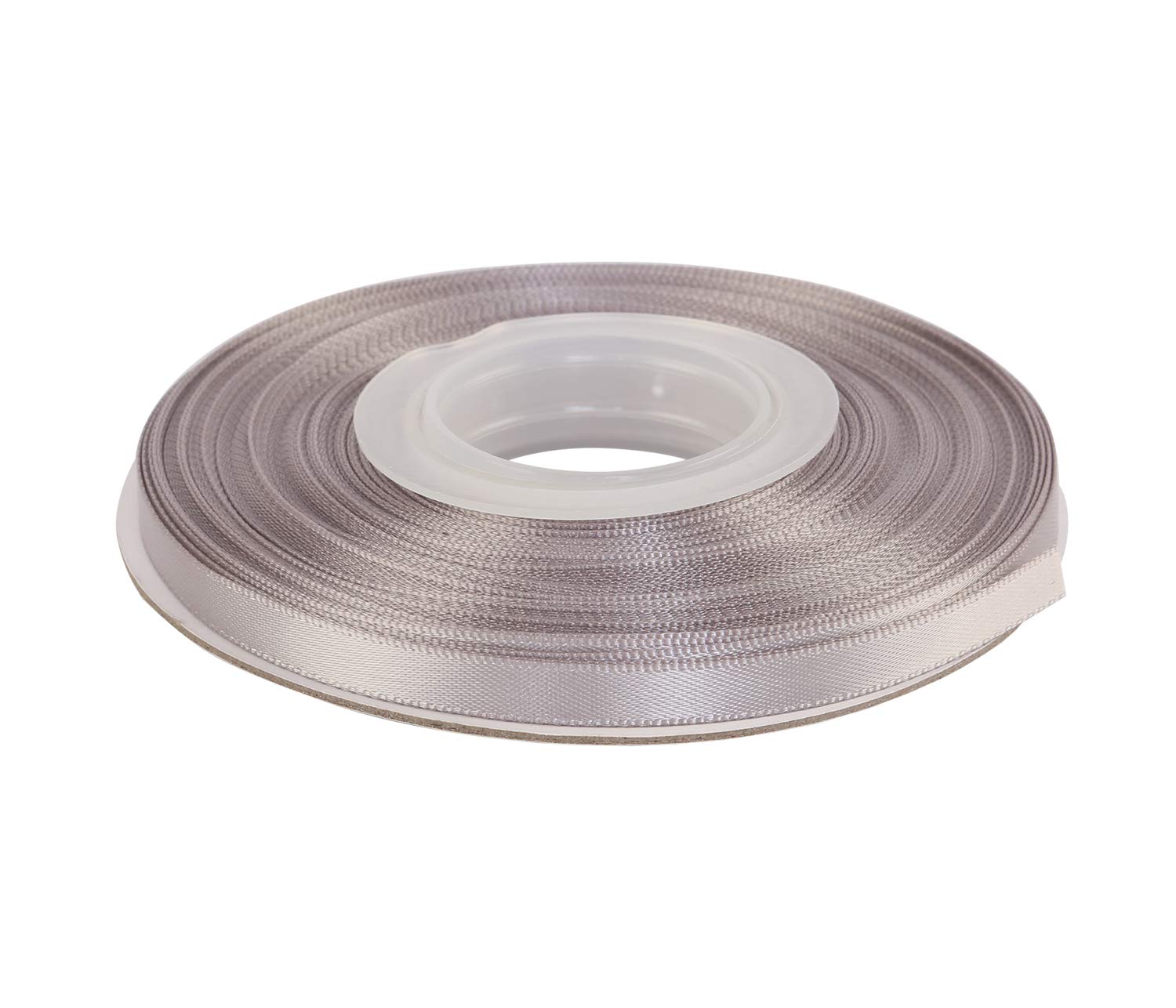 Ribbonitlux 6mm Wide Double Face Satin Ribbon 22 Meters (012-Silver, Set for Gift Wrapping, Party Decor, Sewing Applications, Wedding and Craft