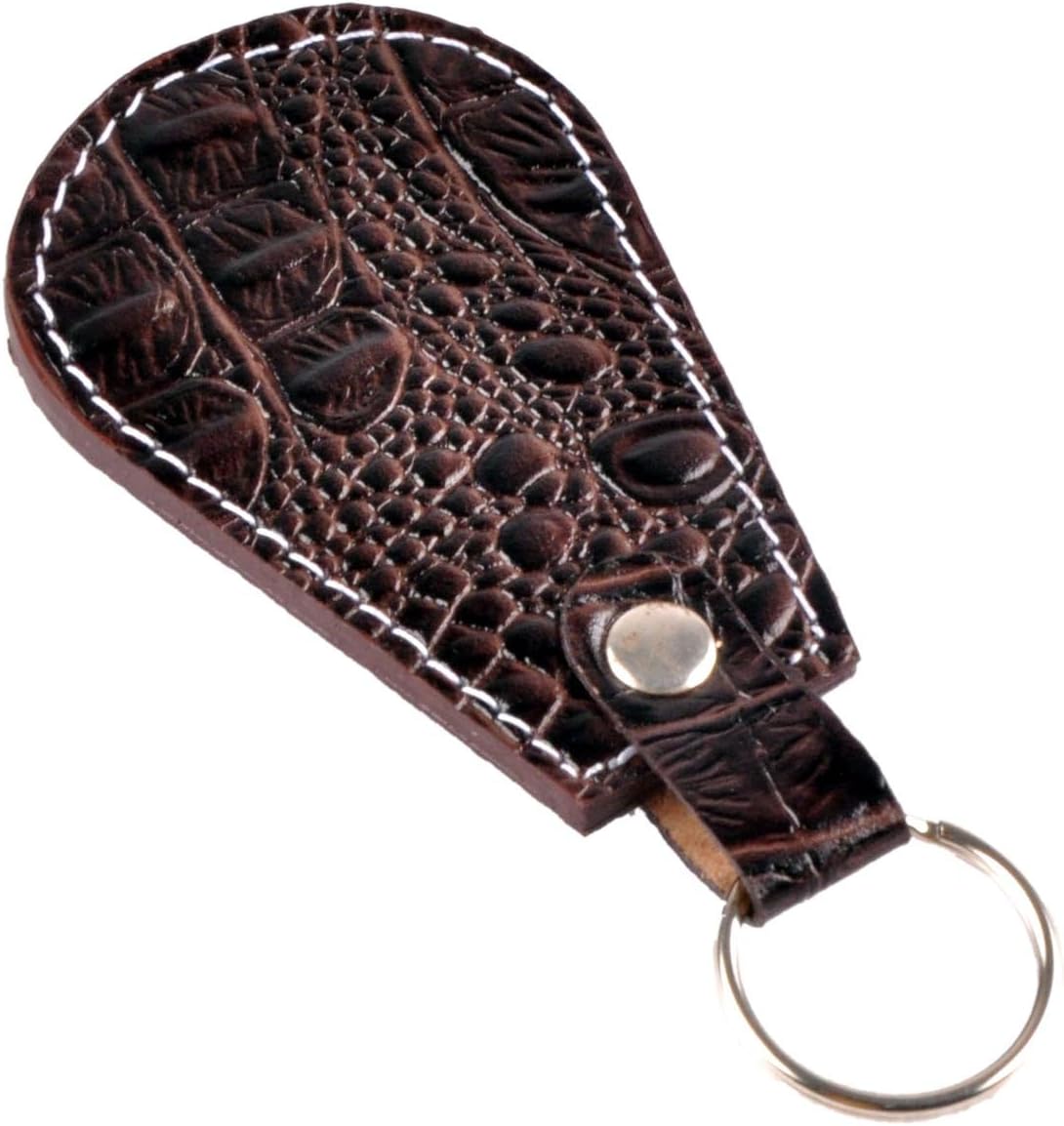 Hasnian Leather Works Brown Crocodile Leather Key Chain