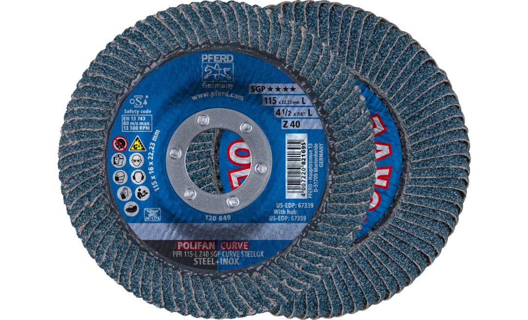 Pferd PFR115Z40SGPCURVEL Flap Disc, Multi-Colour, 115 mm