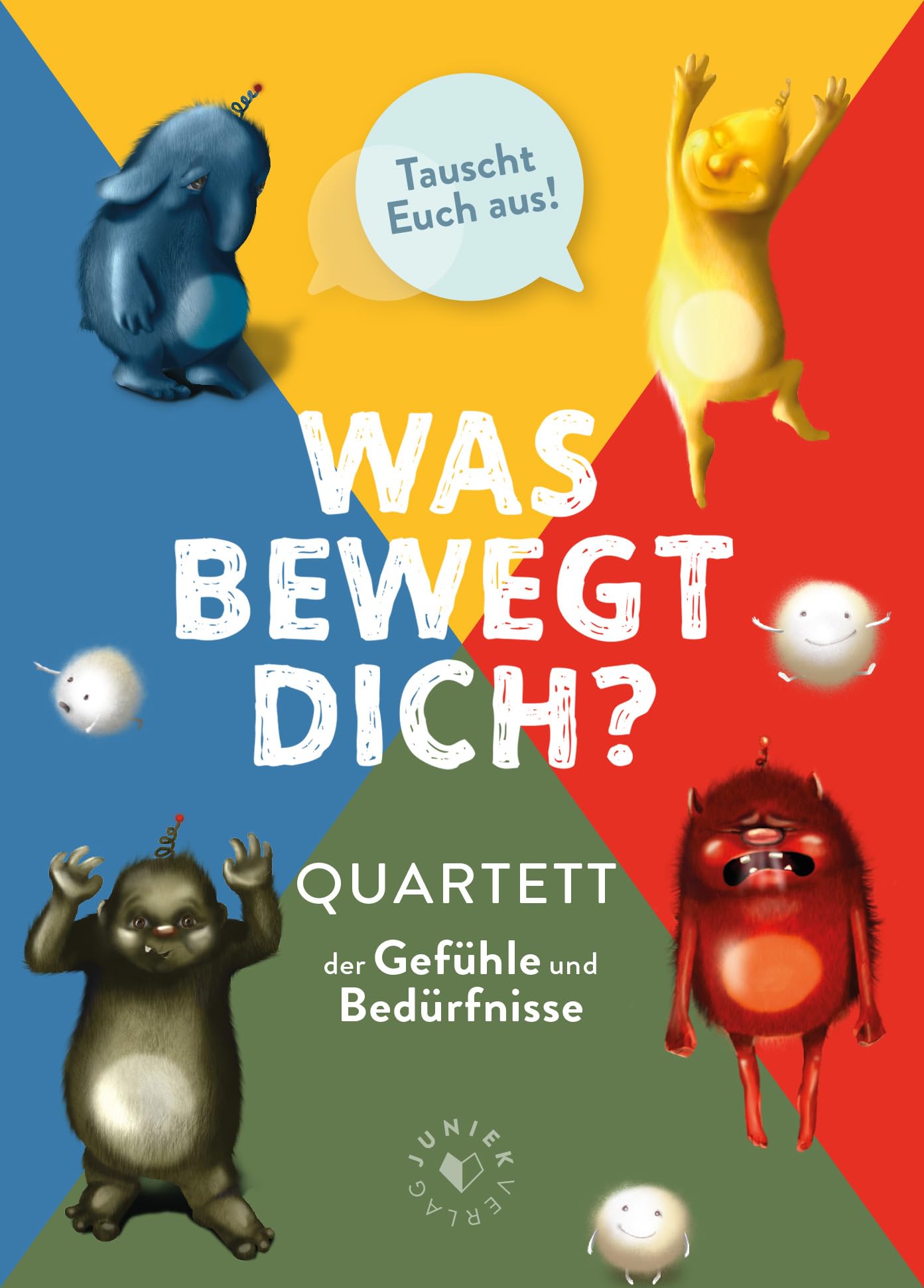 JUNIEK VERLAG What moves you? Quartet of feelings and needs, emotion cards and needs cards for children, a card game to develop feelings with children in a playful way