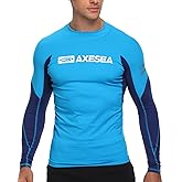 AXESEA Men Long Sleeve Rash Guard Quick-Dry UPF 50+ Lightweight Swimsuit Swim Shirt