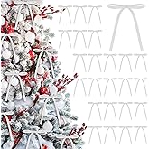 24 Pcs Velvet Christmas Bows 5 x 7 Inch Rustic Velvet Small Ribbon Gift Bow for Xmas Tree Ornaments DIY Craft Wreaths Garlands Indoor Outdoor Home Decorations (White)