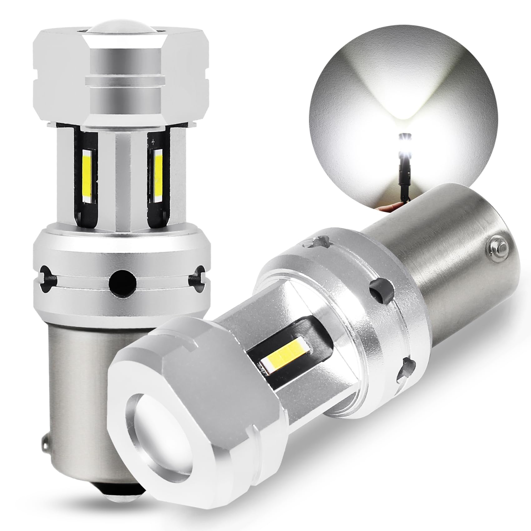 Photo 1 of PHINLION 3600 Lumens 1156 LED Reverse Bulbs Super Bright P21W BA15S 3497 7506 1141 LED Replacement with Projector for Car Truck RV Lawn Mower Tractor Back Up Lights, 6000K Xenon White