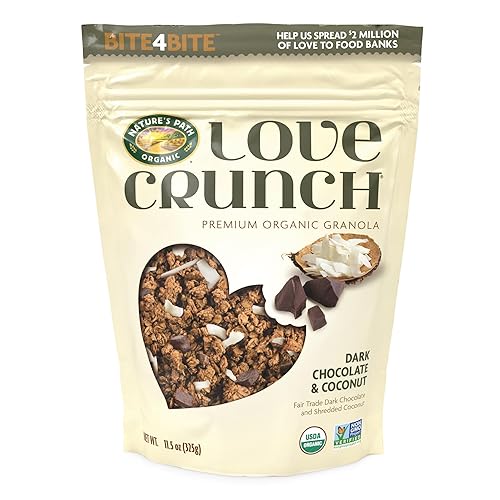 Love Crunch Organic Dark Chocolate & Coconut Granola, 11.5 oz (Pack of 6), Non-GMO, Fair Trade, by Nature's Path