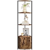 VASAGLE Corner Shelf with Storage, 5-Tier Corner Storage Cabinet, for Living Room, Bedroom, Kitchen, Bathroom, Rustic Brown a