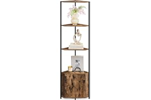 VASAGLE Corner Shelf with Storage, 5-Tier Corner Storage Cabinet, for Living Room, Bedroom, Kitchen, Bathroom, Rustic Brown a