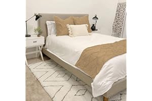 ABP COLLECTION Bed Runners - 100% Cotton 800 Thread Count Pinch Pleated Bed Runner - Luxury Pinch Pleated Bed Runner, Hotel Quality Modern Pinch Pleated Bed Runner King Size, Taupe