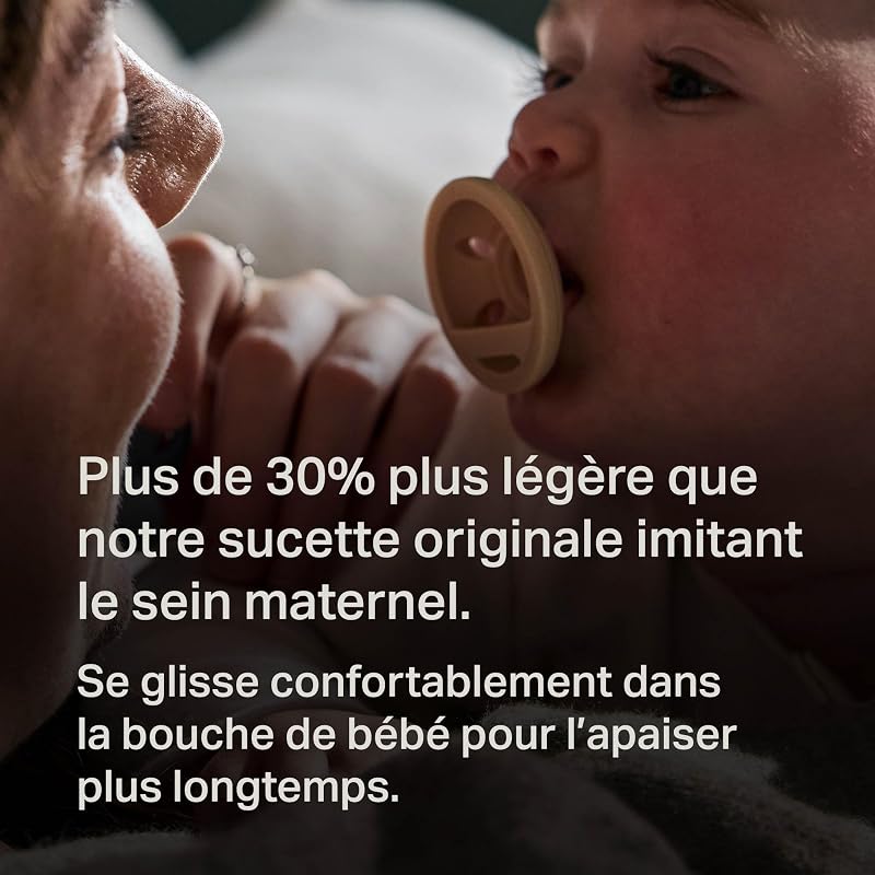 Sucette Imitant le Sein, 0-6 Mois, Lot de 4, Légère, Orthodontique, Design en Une Seule Pièce en Silicone, Tétine Symétrique