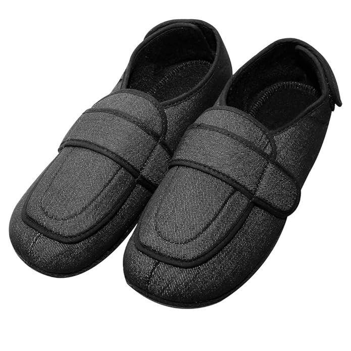 Cozy Ankle Men's Extra Wide Diabetic Slippers Adjustable Memory Foam Sandals Arthritis Edema