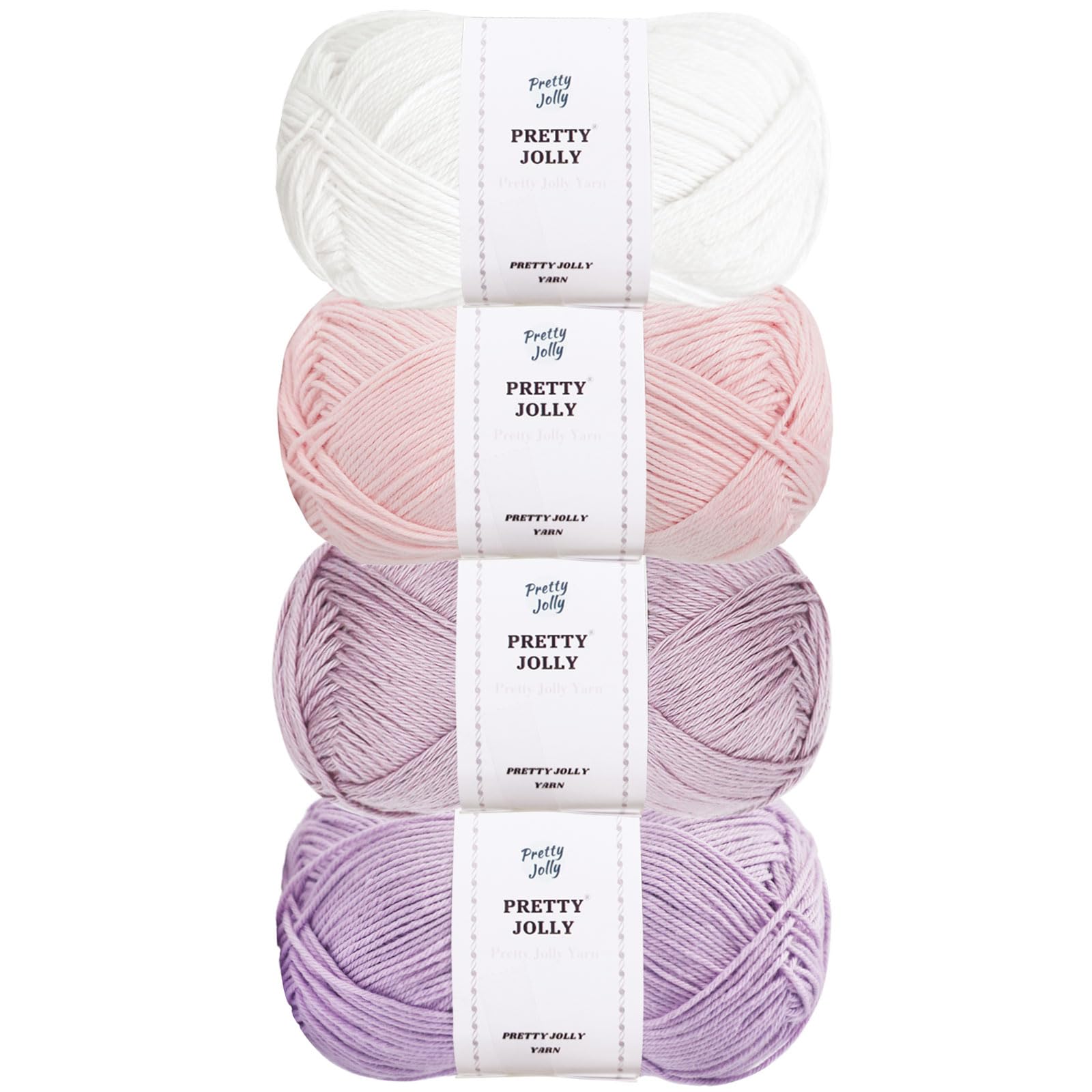 Pretty Jolly 4 Skeins Soft Baby Yarn, 100% Cotton, Crochet & Knitting, 4 Ply, Fingering Weight, Blanket Yarn for DIY Craft Total Length 4×160m/4×50g (Set 11) — image 1