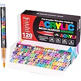 Guangna Acrylic Paint Markers,120 Colors with Direct-Liquid Ink Control System, Professional-Grade Paint Pen for Rock Painting, Canvas, Glass, Plastic, Fabric & Creative Crafts