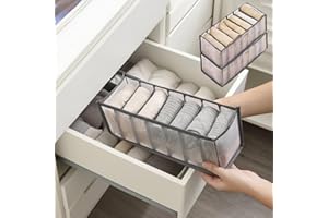 2-Pack 7-Compartment Underwear Organizer - Foldable Mesh Drawer Divider for Socks & Lingerie, Portable Storage for Home, Clos