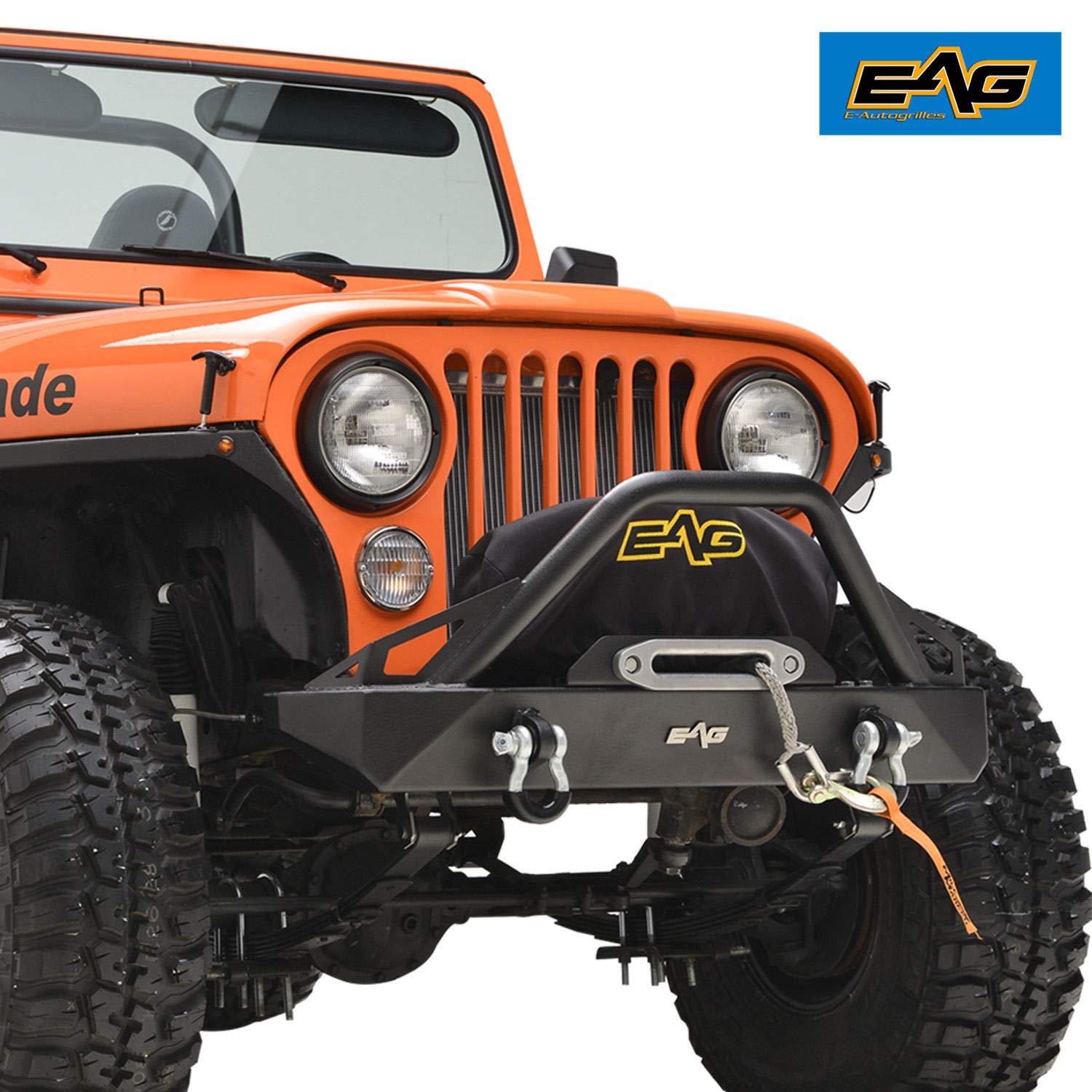 Amazon.com: EAG Stubby Front Bumper With D-Rings for 76-86 Jeep Wrangler CJ:  Automotive