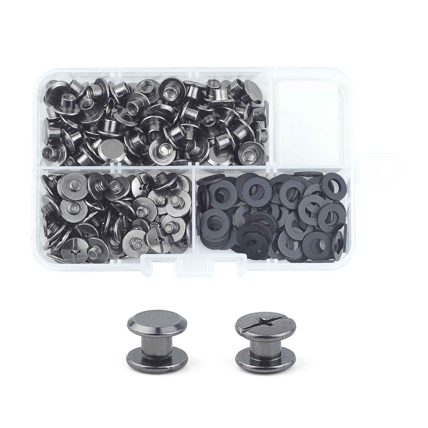 MABAHON 80 Set Chicago Screws Binding M5x4mm Chicago Rivets Screw Metal Rivet Replacement Repair for Books Album Bags Craft Collar Luggage Purse Backpack Belt (Black)