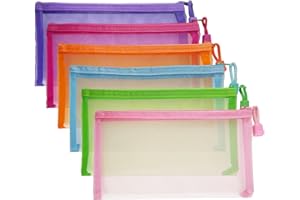 CARRYEPIC Mesh Pouches(6 Pack), Small Mesh Bags with Zipper Nylon Makeup Pouches Bag Cosmetic Pouch Travel Purse Organizer Insert Diaper Inside Bag Organizers Home Organizing Size See Through Cute Colors