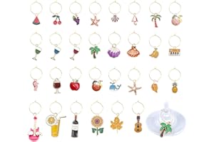 30Pcs Wine Glass Charms, Wine Charms for Stem, Glasses Markers with Gold Rings, Beach Style Drink Identifier Tags for Party S