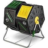Dual Chamber Compost Tumbler – Easy-Turn, Fast-Working System – All-Season, Heavy-Duty, High Volume Composter with 2 Sliding