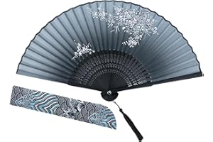 AWESEA Folding Hand Fans for Women Foldable, Paper fans handheld, Chinese Fan & Japanese Fan for Party, Bamboo Silk Hand Folding Fan for Wedding & Home Decoration