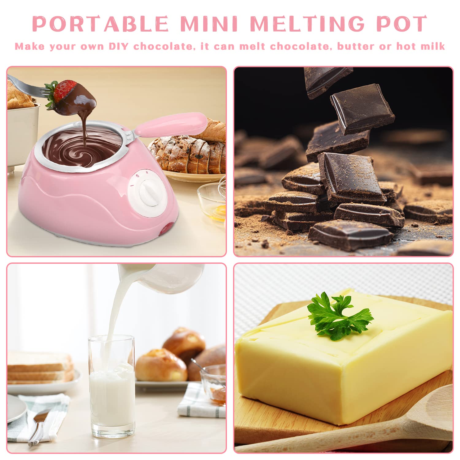 Melting Fondue Set,MINI Electric Chocolate Melting Pot,Cheese Fondue Pot,Chocolate Fondue Fountain,Warmer Machine for Milk Chocolate,Cheese,Butter,Candy