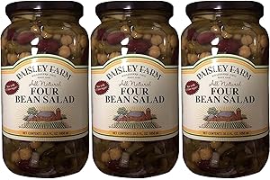 Paisley Farm Natural Four Bean Salad, 35.5oz Glass Jar (Pack of 3, Total of 106.5 Oz)