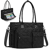 Teacher Tote Bag for Women, Large Teacher Work Bag with Accordion File Organizer Pocket, 15.6 inch Laptop Briefcase