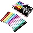Loddie Doddie Retractable Gel Pens with Satin Barrel - Fine Point - 18 Bright Color Pens for Bullet Style Journals, Notebooks, Planners, Calendars, Notes & Drawing, Use at Home, Office, School, Crafts