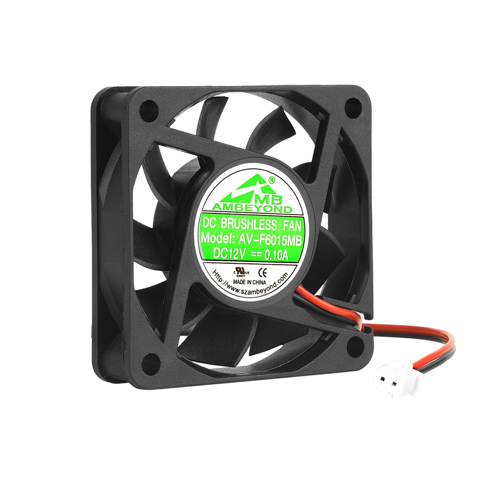 60mm x 60mm x 15mm 6015 12V DC Brushless Cooling Fan, Dual Ball Bearing System, 2pin