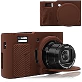 BOVKE Silicone Camera Case for Panasonic ZS99 Point and Shoot Compact Travel Digital Camera, Lumix ZS99 TZ99 Soft Skin Cover Camera Rubber Sleeve with Removable Lens Cover, Coffee