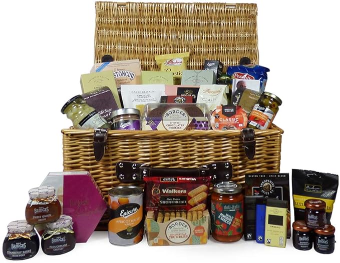 Large Wicker ''Pantry Essentials'' Gourmet Food Hamper Basket 38 Items