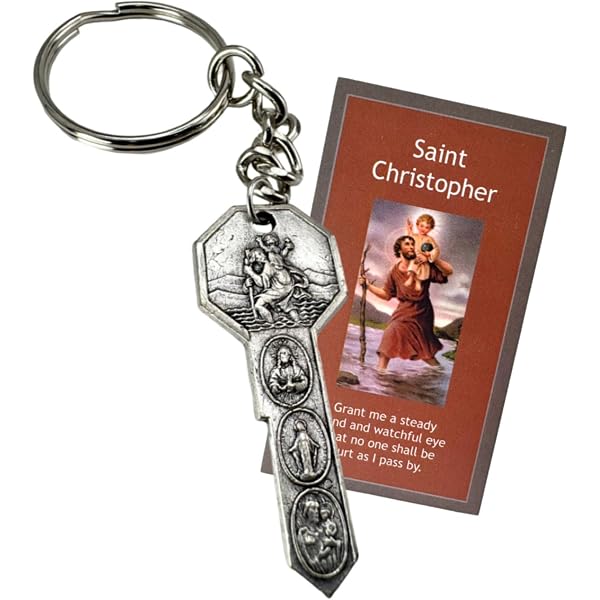 Llavero Medalla De San Cristóbal | Protección Para Viajeros | Joyería En Acero Inoxidable Con Grabado A Doble Cara