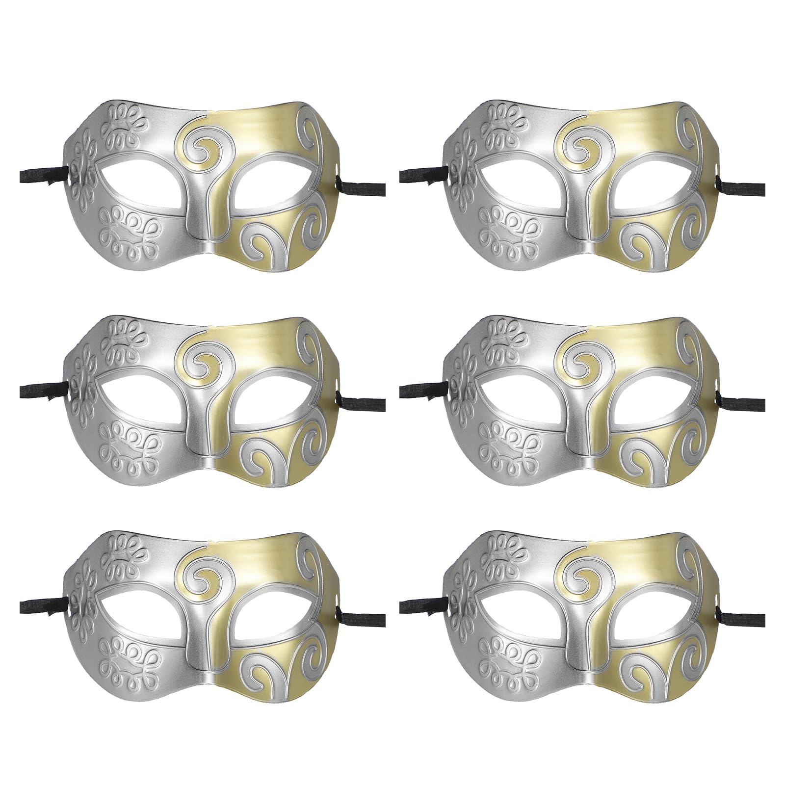 sourcing map 6 Pcs Masquerade Mask, Mardi Gras Mask for Men Half Face Halloween Costume for Masquerade Party Prom Ball Birthday Gras, Yellow Retro Style