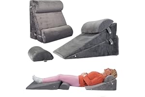 WDBBYL 4PCS Adjustable Bed Wedge Pillow Sleeping Support Set 100% Memory Foam for Postoperative Recovery, Back Neck Leg Suppo