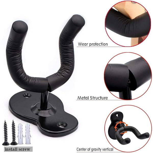 IZEYNO GUITAR WALL MOUNT WALL HANGER 3 PACK GUITAR STYLE HOLDER HOOKS STAND FOR ACOUSTIC ELECTRIC BASS UKULELE BANJO MANDOLIN