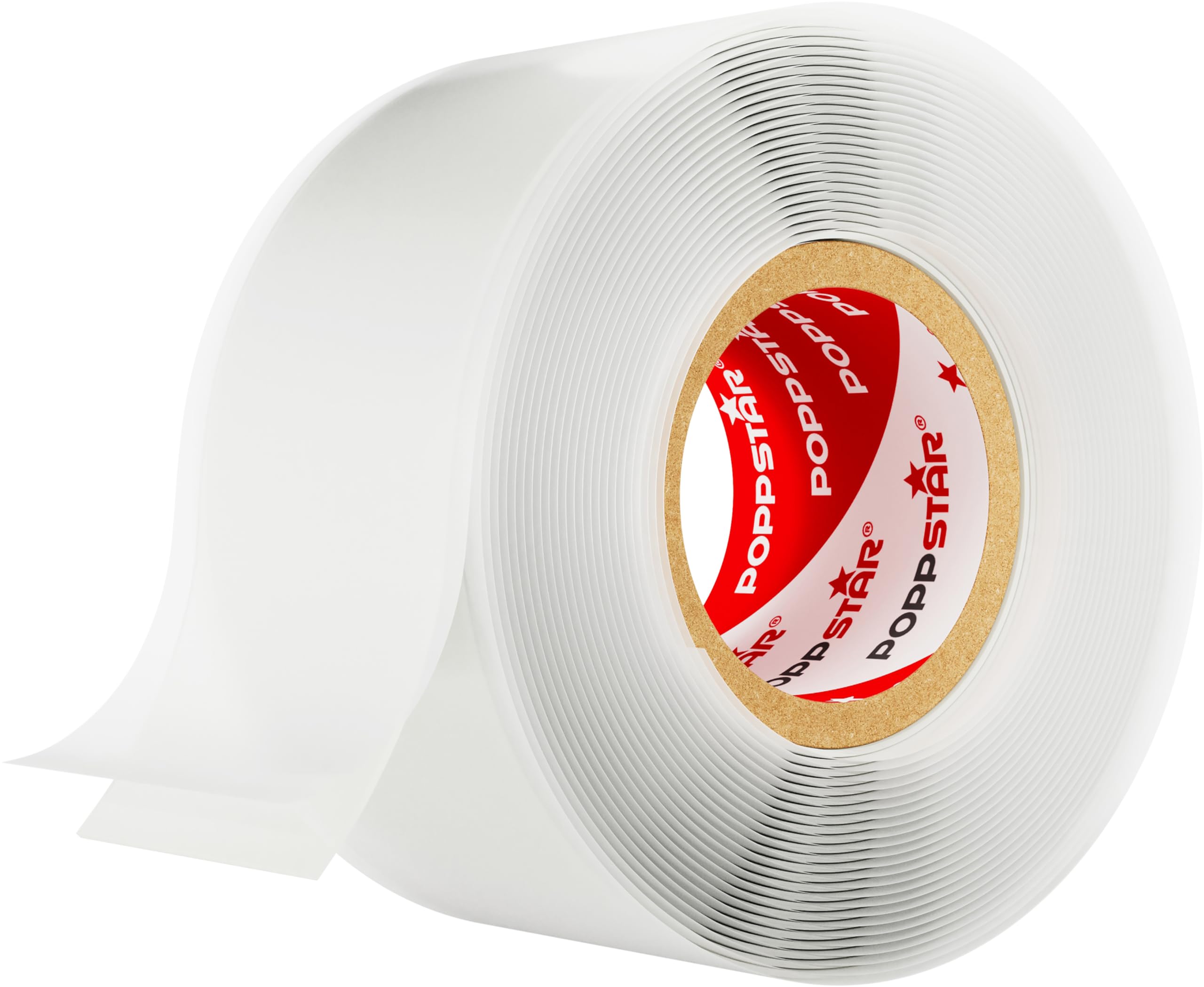 POPPSTAR Self-Fusing Silicone Band, Silicone Tape, 3m x 25mm, Sealing & Insulating Strip (water-tight, air-tight), transparent, 1 Roll