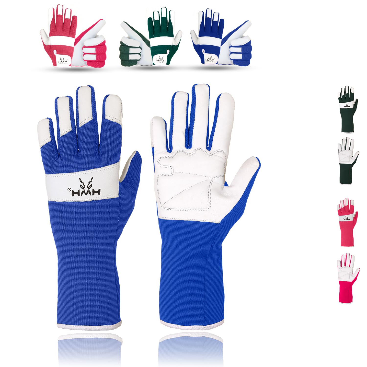 HMH Leather Gardening Gloves For Women - Heavy Duty Work Gloves Men - Dexterity Gloves – Thorn Proof Safety garden gloves mechanic builders (Blue Long, M)