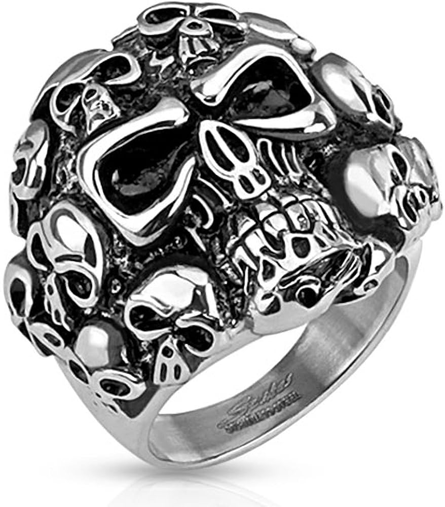 Autiga Totenkopf Ring Herren Edelstahl Totenköpfe Biker Skull Ring ...