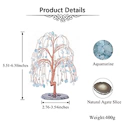 Jovivi Natural Healing Crystals Aquamarine Tree