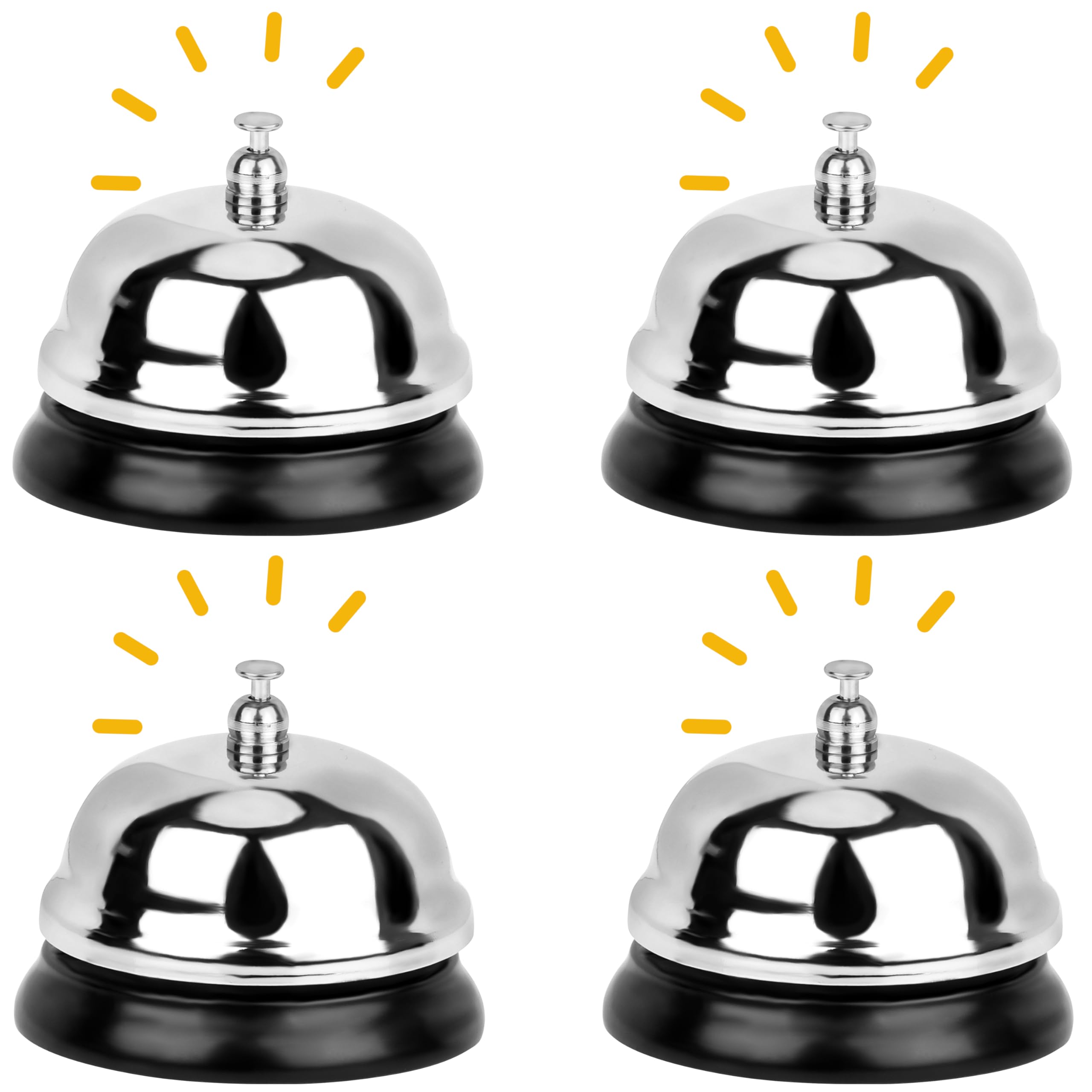 Belle Vous Service Bell (4 Pack) - Metal Desk Call Bell for Reception & Counter