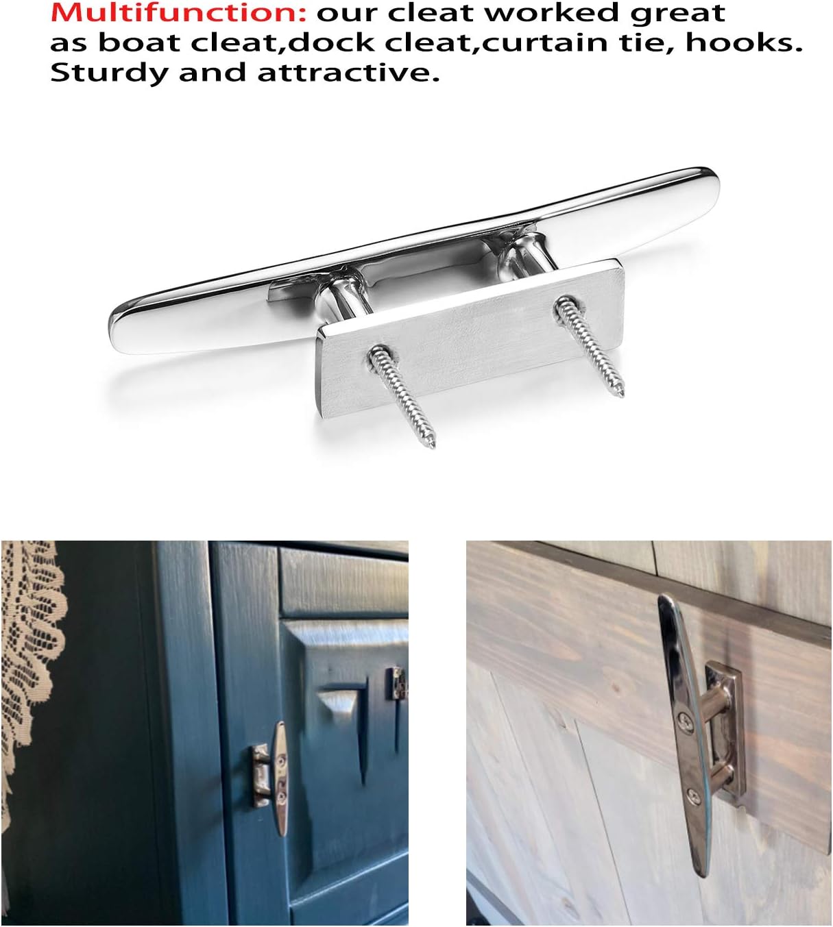 GANGUOLA Boat Cleat 5 Inch Open Base 2 Pack, Dock Cleat Heavy Duty 316 Stainless Steel，Curtain Tie, Hook, Include Installation Accessories 316 Screws : Sports & Outdoors