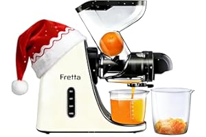 Fretta Cold Press Juicer, Masticating Slow Juicer, Fruit and Vegetable Juice Maker, Pressed Squeezer, BPA-Free,200W Quiet Mot